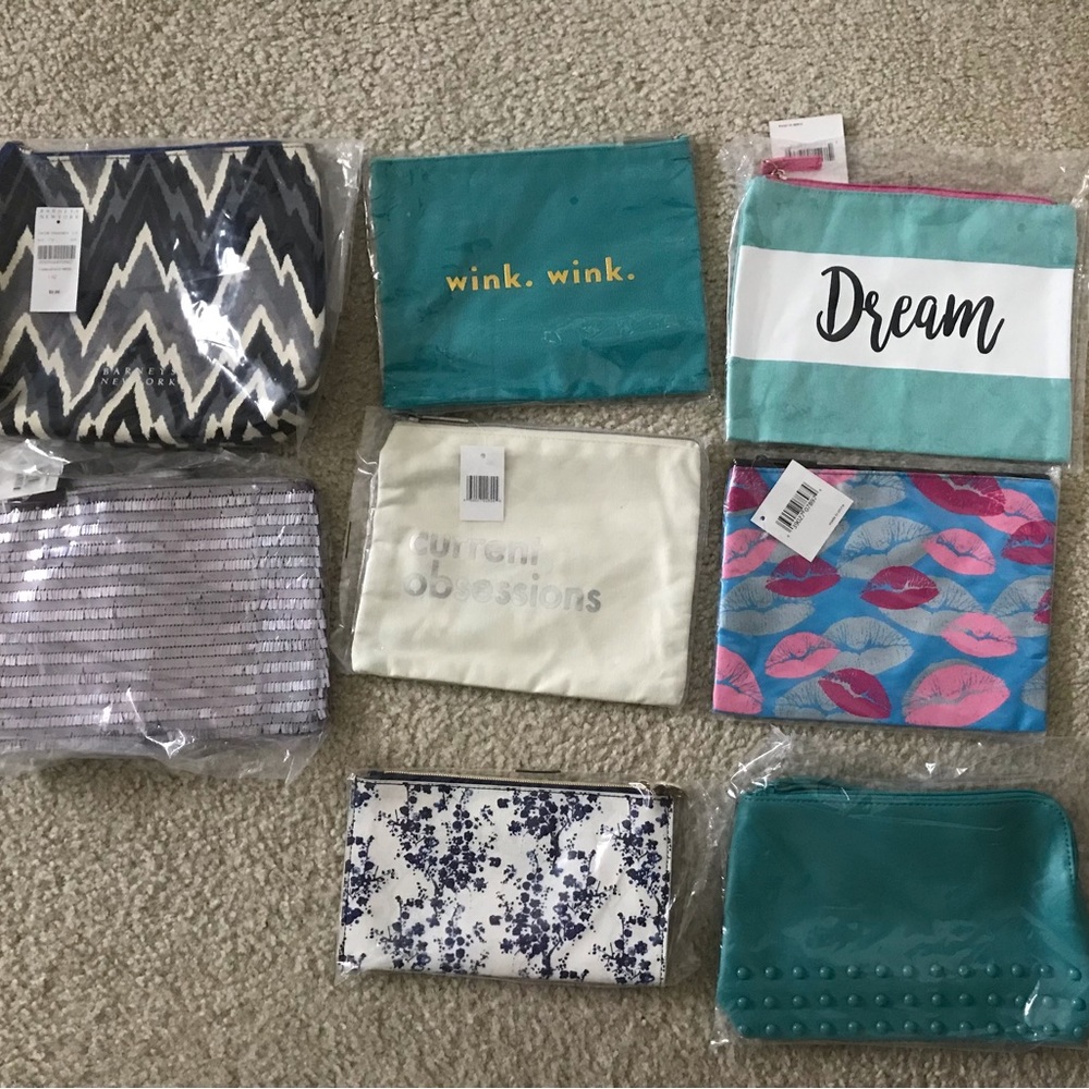 Bundle sale cosmetics makeup bags LOT 8 brand new never used